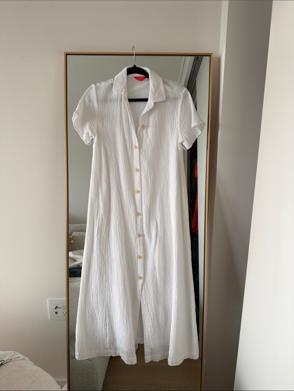 Joe Fresh White Button-Front Cotton Midi Dress